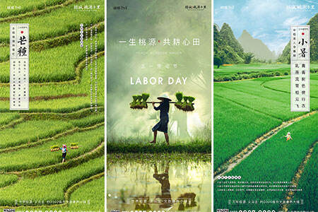 稻田里的一年四季，绿城桃源十里二十四节气海报
